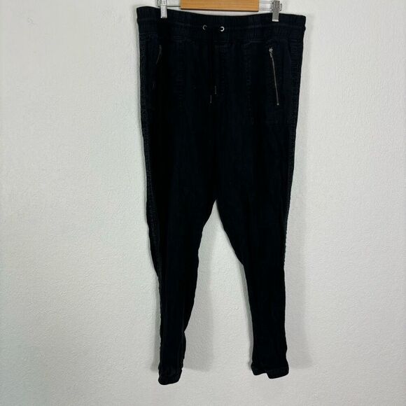 Athleta Black Cabo Linen Jogger Pants with Zipper Pockets - Picture 1 of 6